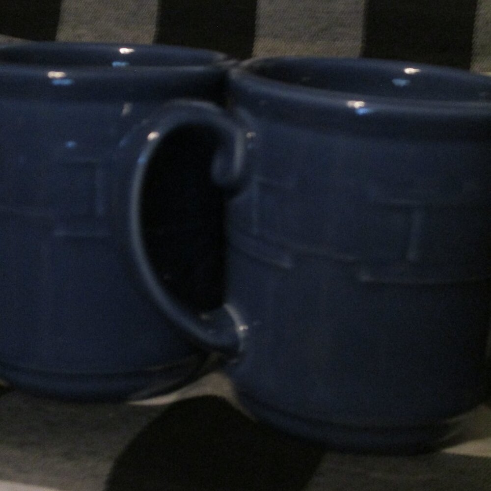2 Longaberger Pottery Woven Traditions Cornflower Blue Coffee 12oz…